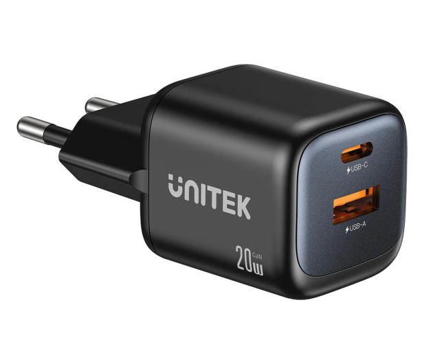 Unitek Ładowarka sieciowa 2-portowa GaN 20W czarna - 1540405 - zdjęcie
